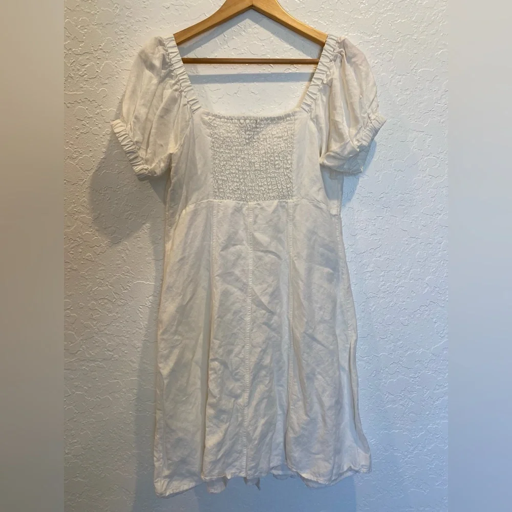 Forever 21 Square neck linen button midi summer dress